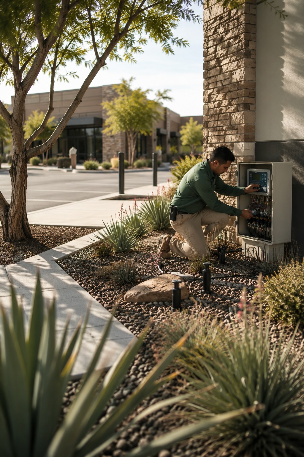 SLM technician performing irrigation maintenance