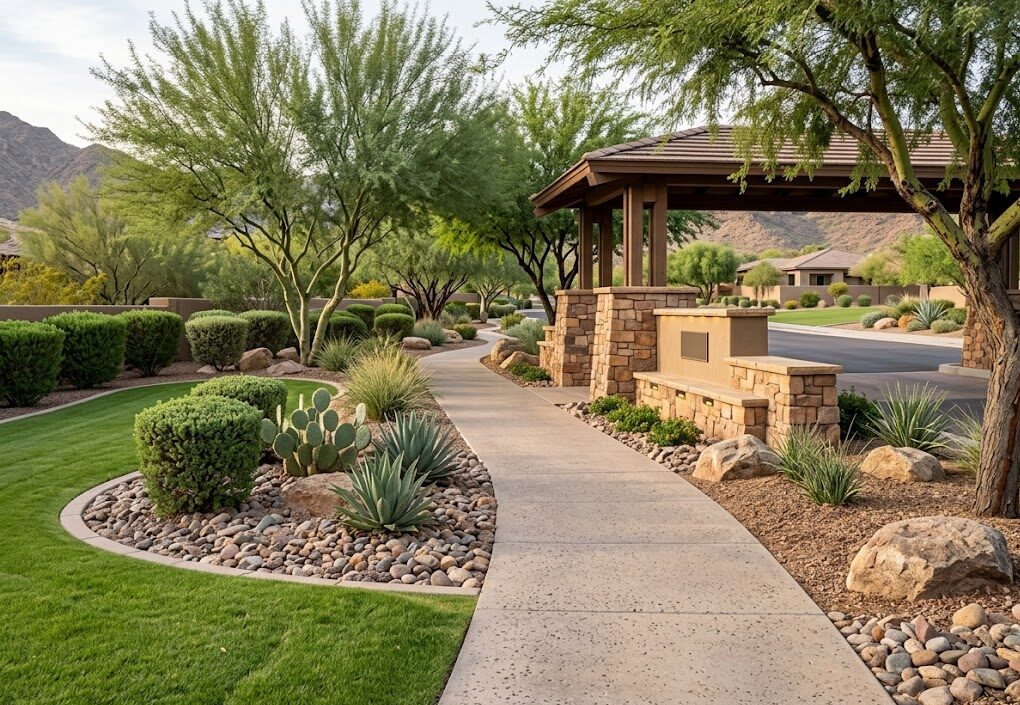 HOA community entrance landscaping