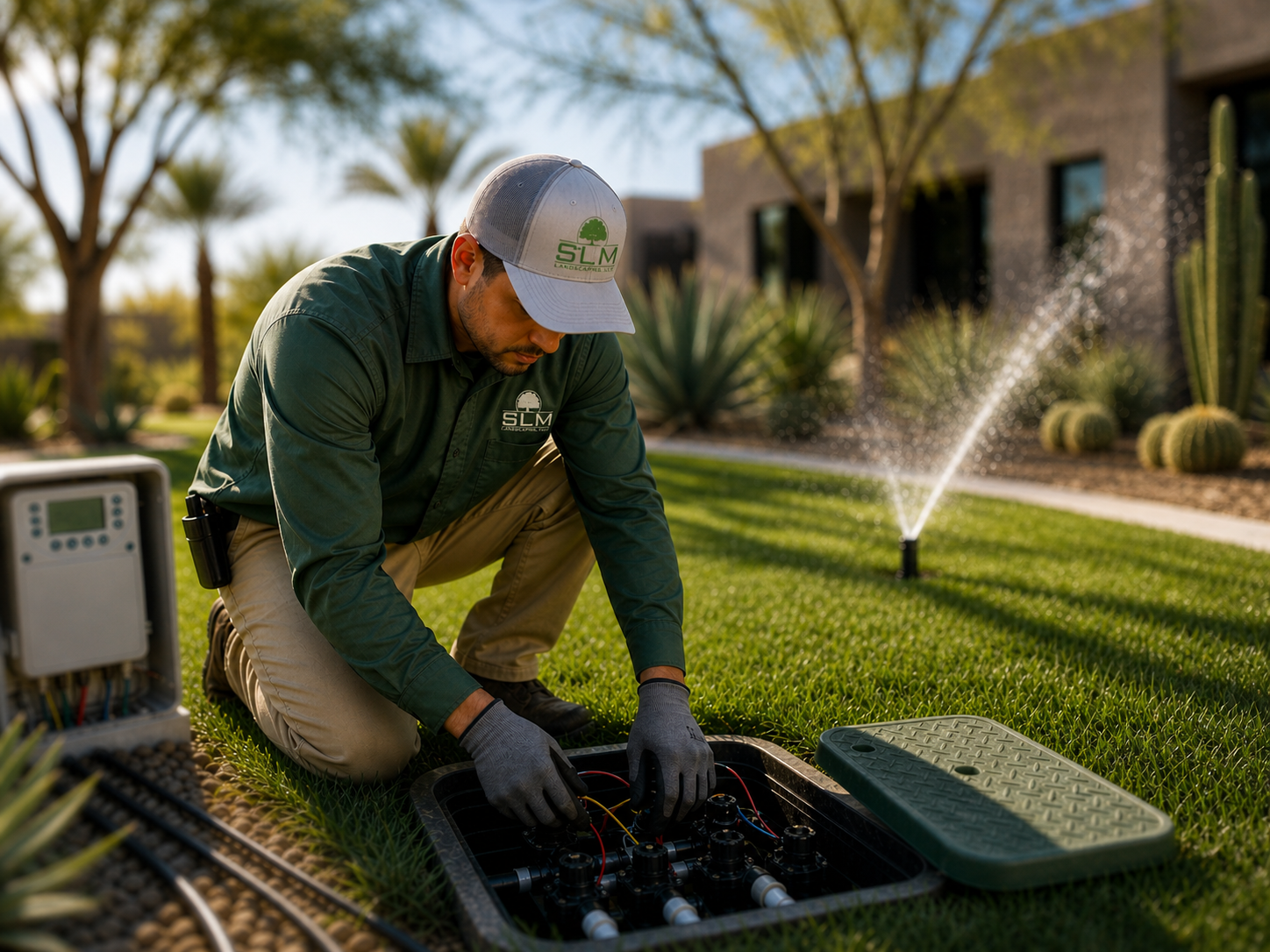 Irrigation system maintenance on a Phoenix commercial property